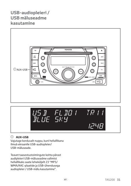 Toyota TAS200 - PZ420-00212-ET - TAS200 (Estonian) - mode d'emploi