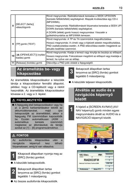 Toyota TNS410 - PZ420-E0333-HU - TNS410 - mode d'emploi