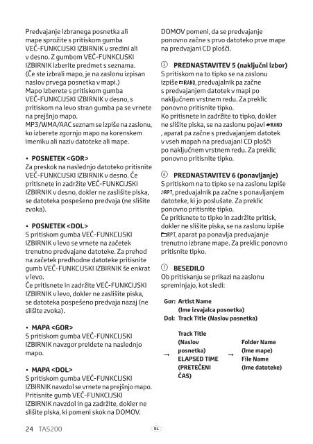 Toyota TAS200 - PZ420-00212-SL - TAS200 (Slovenian) - mode d'emploi