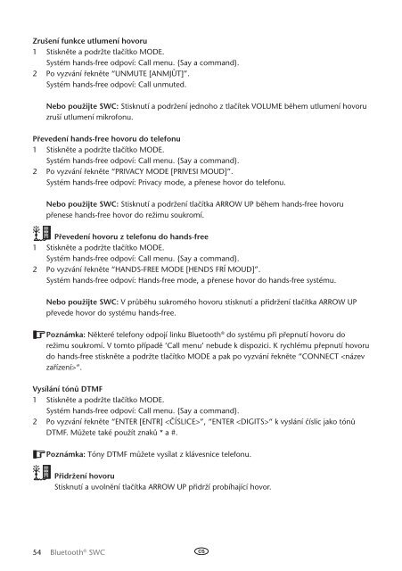 Toyota Bluetooth SWC English Czech Hungarian Polish Russian - PZ420-00296-EE - Bluetooth SWC English Czech Hungarian Polish Russian - mode d'emploi