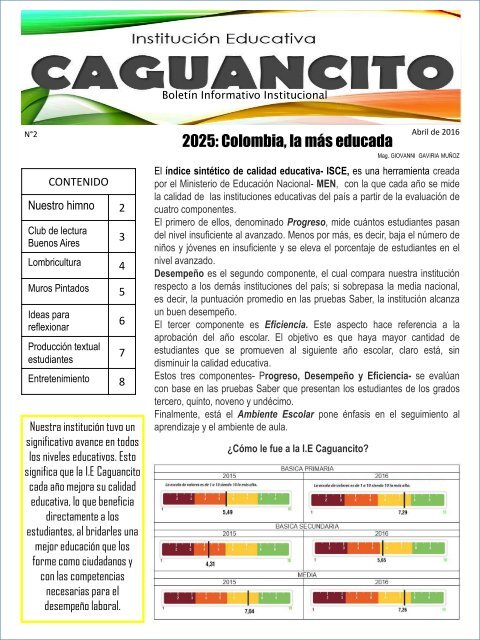 SEGUNDO BOLETÍN INFORMATIVO INSTITUCIONAL ABRIL 2016 