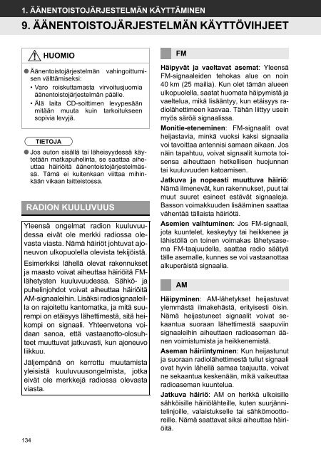 Toyota Toyota Touch &amp;amp; Go - PZ490-00331-*0 - Toyota Touch &amp; Go - Toyota Touch &amp; Go Plus - Finnish - mode d'emploi