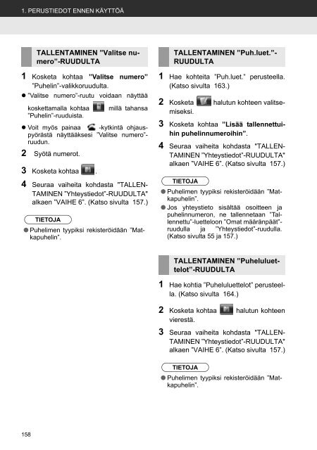 Toyota Toyota Touch &amp;amp; Go - PZ490-00331-*0 - Toyota Touch &amp; Go - Toyota Touch &amp; Go Plus - Finnish - mode d'emploi