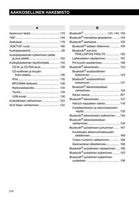 Toyota Toyota Touch &amp;amp; Go - PZ490-00331-*0 - Toyota Touch &amp; Go - Toyota Touch &amp; Go Plus - Finnish - mode d'emploi