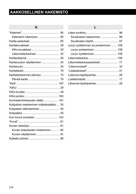 Toyota Toyota Touch &amp;amp; Go - PZ490-00331-*0 - Toyota Touch &amp; Go - Toyota Touch &amp; Go Plus - Finnish - mode d'emploi