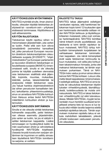 Toyota Toyota Touch &amp;amp; Go - PZ490-00331-*0 - Toyota Touch &amp; Go - Toyota Touch &amp; Go Plus - Finnish - mode d'emploi