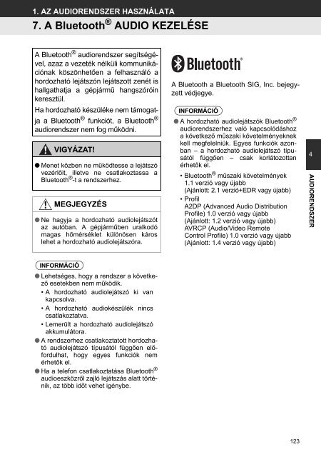 Toyota Toyota Touch &amp;amp; Go - PZ490-00331-*0 - Toyota Touch &amp; Go - Touch &amp; Go Plus - Hungarian - mode d'emploi