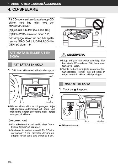 Toyota Toyota Touch &amp;amp; Go - PZ490-00331-*0 - Toyota Touch &amp; Go - Touch Touch &amp; Go Plus - Swedish - mode d'emploi