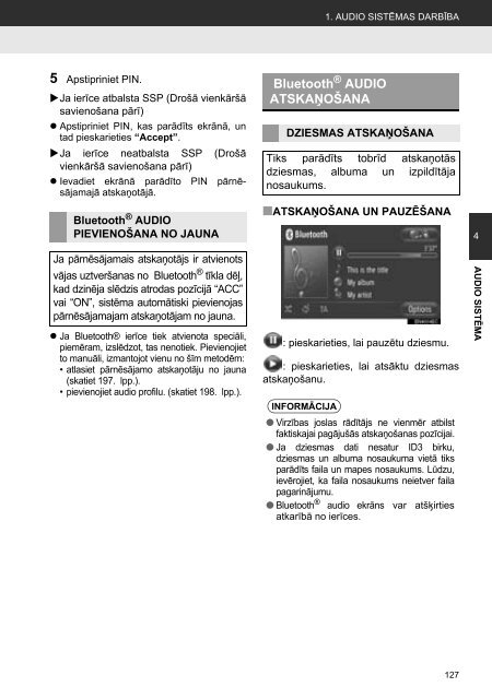 Toyota Toyota Touch &amp;amp; Go - PZ490-00331-*0 - Toyota Touch &amp; Go - Toyota Touch &amp; Go Plus - Latvian - mode d'emploi