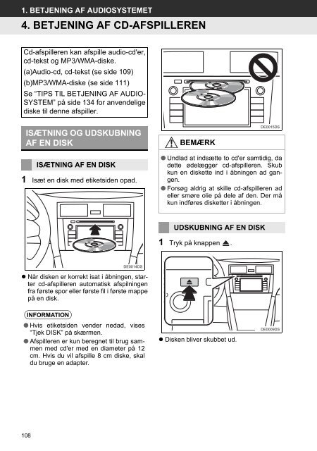 Toyota Toyota Touch &amp;amp; Go - PZ490-00331-*0 - Toyota Touch &amp; Go - Toyota Touch &amp; Go Plus - Danish - mode d'emploi