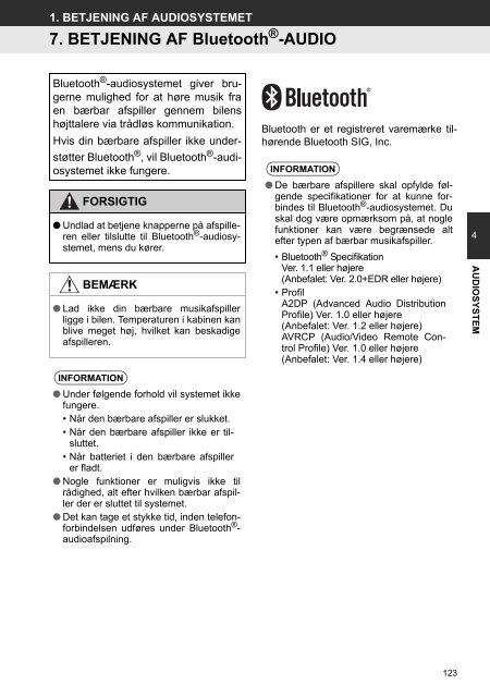 Toyota Toyota Touch &amp;amp; Go - PZ490-00331-*0 - Toyota Touch &amp; Go - Toyota Touch &amp; Go Plus - Danish - mode d'emploi