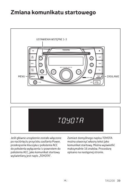 Toyota TAS200 - PZ420-00212-PL - TAS200 (Polish) - mode d'emploi