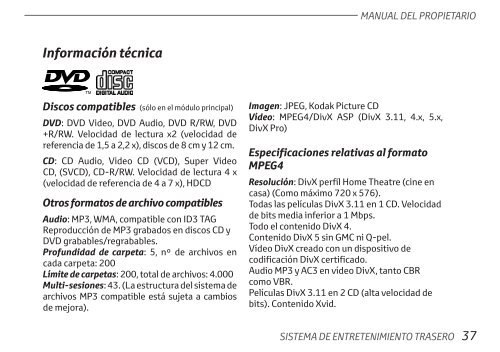 Toyota Rear Entertainment System - PZ462-00207-00 - Rear Entertainment System - Spanish - mode d'emploi