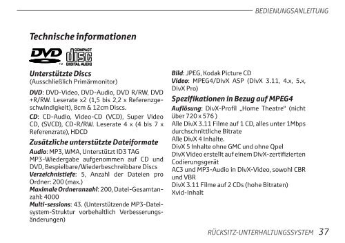 Toyota Rear Entertainment System - PZ462-00207-00 - Rear Entertainment System - German - mode d'emploi