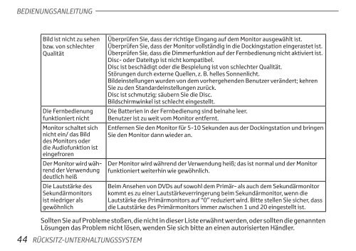 Toyota Rear Entertainment System - PZ462-00207-00 - Rear Entertainment System - German - mode d'emploi