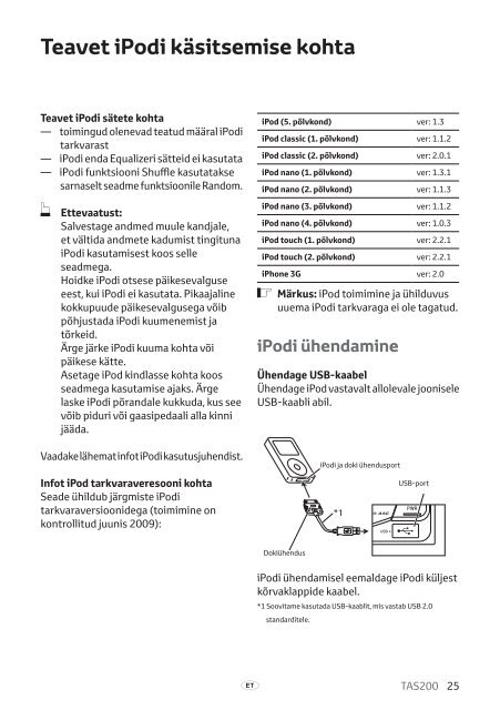 Toyota TAS200 - PZ420-00212-ET - TAS200 (Estonian) - mode d'emploi