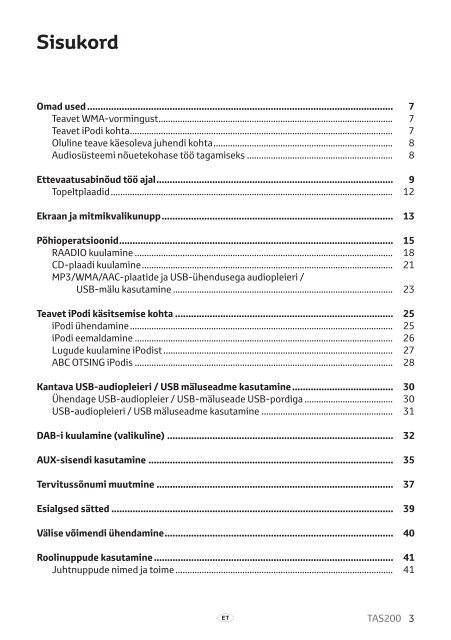 Toyota TAS200 - PZ420-00212-ET - TAS200 (Estonian) - mode d'emploi