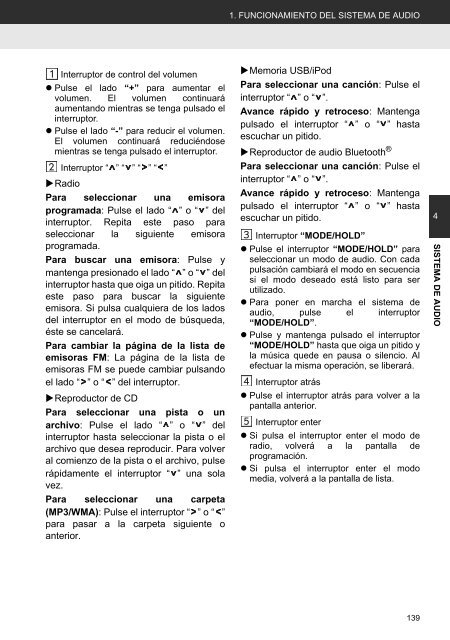 Toyota Toyota Touch &amp;amp; Go - PZ490-00331-*0 - Toyota Touch &amp; Go - Toyota Touch &amp; Go Plus - Spanish - mode d'emploi