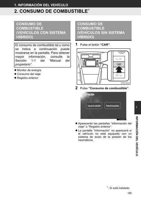 Toyota Toyota Touch &amp;amp; Go - PZ490-00331-*0 - Toyota Touch &amp; Go - Toyota Touch &amp; Go Plus - Spanish - mode d'emploi