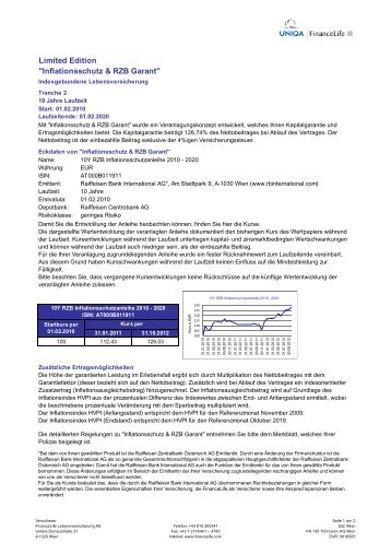 Inflationsschutz & RZB  Garant - FinanceLife Lebensversicherung AG