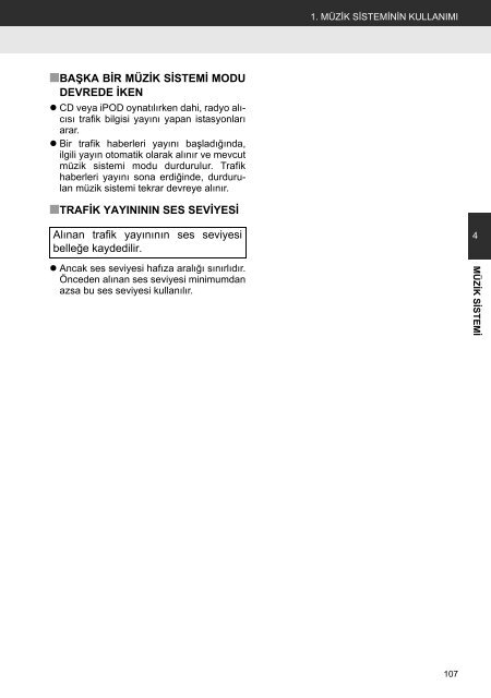 Toyota Toyota Touch &amp;amp; Go - PZ490-00331-*0 - Toyota Touch &amp; Go - Toyota Touch &amp; Go Plus - Turkish - mode d'emploi