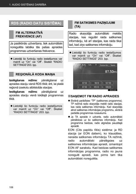 Toyota Toyota Touch &amp;amp; Go - PZ490-00331-*0 - Toyota Touch &amp; Go - Toyota Touch &amp; Go Plus - Latvian - mode d'emploi