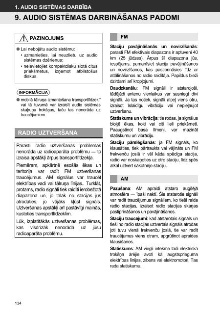 Toyota Toyota Touch &amp;amp; Go - PZ490-00331-*0 - Toyota Touch &amp; Go - Toyota Touch &amp; Go Plus - Latvian - mode d'emploi