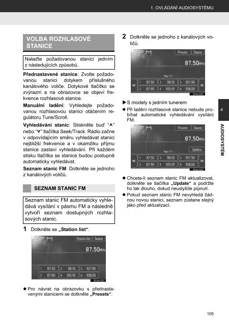 Toyota Toyota Touch &amp;amp; Go - PZ490-00331-*0 - Toyota Touch &amp; Go - Toyota Touch &amp; Go Plus - Czech - mode d'emploi