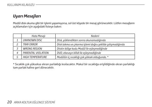 Toyota Rear Entertainment System - PZ462-00207-00 - Rear Entertainment System - Turkish - mode d'emploi