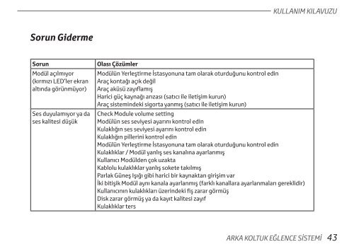 Toyota Rear Entertainment System - PZ462-00207-00 - Rear Entertainment System - Turkish - mode d'emploi