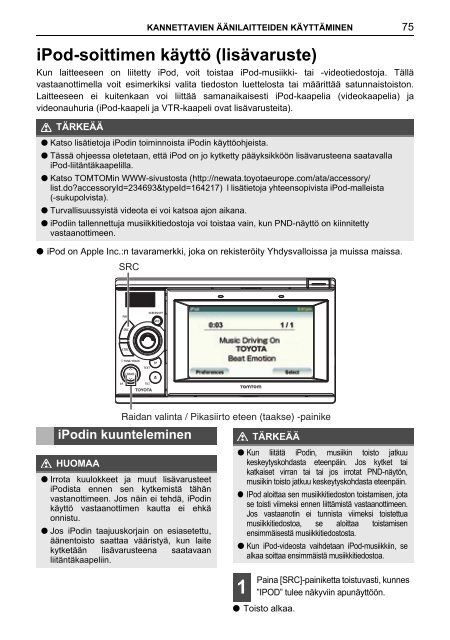 Toyota TNS410 - PZ420-E0333-FI - TNS410 - mode d'emploi