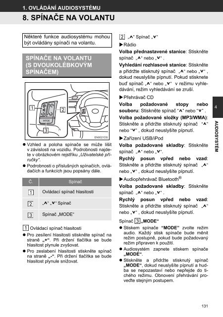 Toyota Toyota Touch &amp;amp; Go - PZ490-00331-*0 - Toyota Touch &amp; Go - Toyota Touch &amp; Go Plus - Czech - mode d'emploi