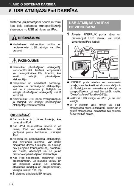 Toyota Toyota Touch &amp;amp; Go - PZ490-00331-*0 - Toyota Touch &amp; Go - Toyota Touch &amp; Go Plus - Latvian - mode d'emploi