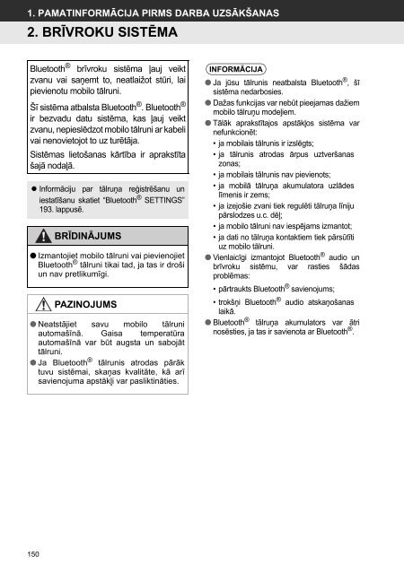 Toyota Toyota Touch &amp;amp; Go - PZ490-00331-*0 - Toyota Touch &amp; Go - Toyota Touch &amp; Go Plus - Latvian - mode d'emploi