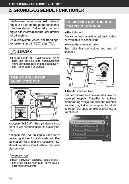 Toyota Toyota Touch &amp;amp; Go - PZ490-00331-*0 - Toyota Touch &amp; Go - Toyota Touch &amp; Go Plus - Danish - mode d'emploi