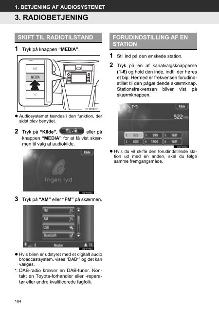 Toyota Toyota Touch &amp;amp; Go - PZ490-00331-*0 - Toyota Touch &amp; Go - Toyota Touch &amp; Go Plus - Danish - mode d'emploi