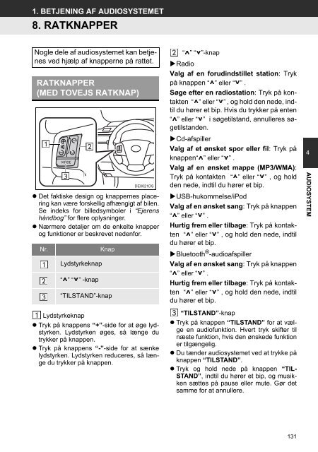 Toyota Toyota Touch &amp;amp; Go - PZ490-00331-*0 - Toyota Touch &amp; Go - Toyota Touch &amp; Go Plus - Danish - mode d'emploi