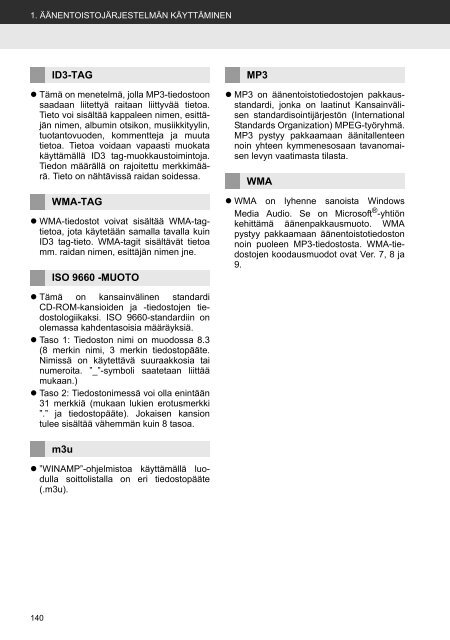 Toyota Toyota Touch &amp;amp; Go - PZ490-00331-*0 - Toyota Touch &amp; Go - Toyota Touch &amp; Go Plus - Finnish - mode d'emploi