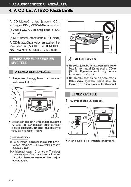 Toyota Toyota Touch &amp;amp; Go - PZ490-00331-*0 - Toyota Touch &amp; Go - Touch &amp; Go Plus - Hungarian - mode d'emploi