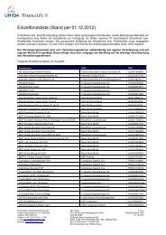 Einzelfondsliste - FinanceLife Lebensversicherung AG