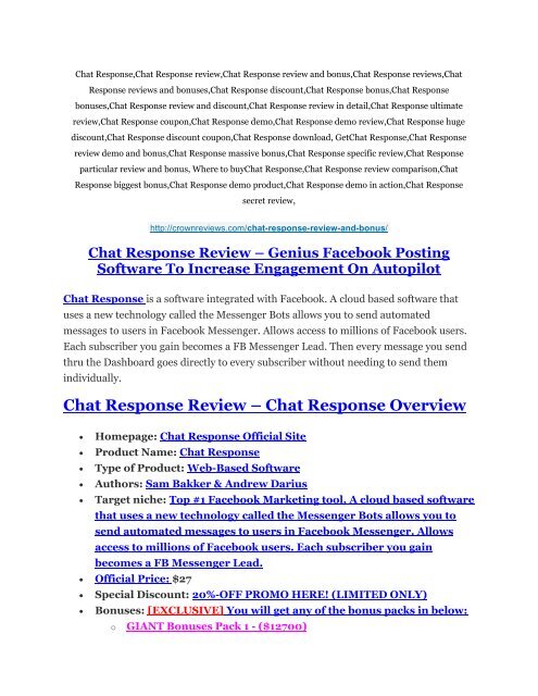 Chat Response review & Chat Response $22,600 bonus-discount