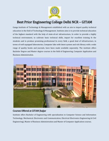 Best Prior Engineering College Delhi NCR - Gitam