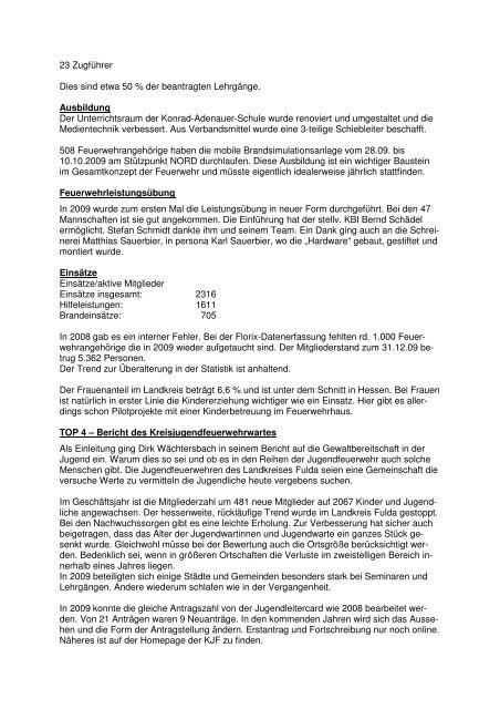 Jahresbericht 2010 - Kreisfeuerwehrverband Fulda eV