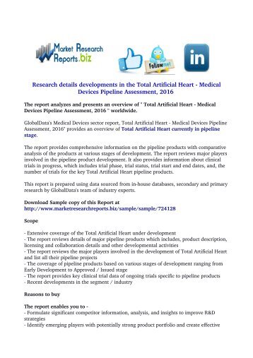  Total Artificial Heart - Medical Devices Pipeline Assessment, 2016 