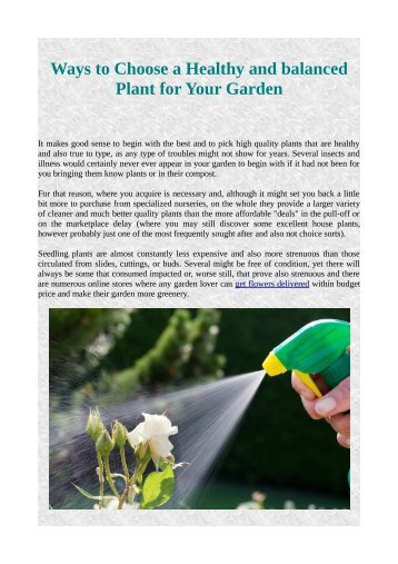 Ways to Choose a Healthy and balanced Plant for Your Garden