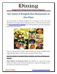 Get Tastes of Bangkok Best Restaurants in One Place at Bangkok Best Dining Magazine