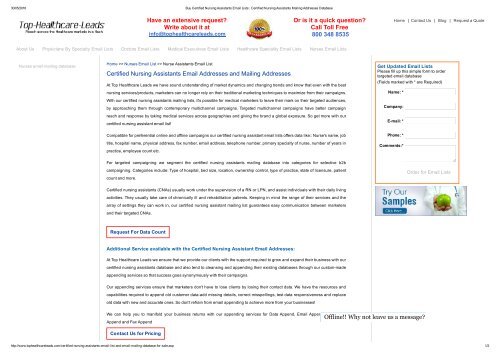 Buy Certified Nursing Assistants Email Lists _ Certified Nursing Assistants Mailing Addresses Database