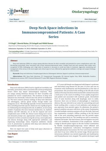 Deep Neck Space infections in Immunocompromised Patients A Case Series