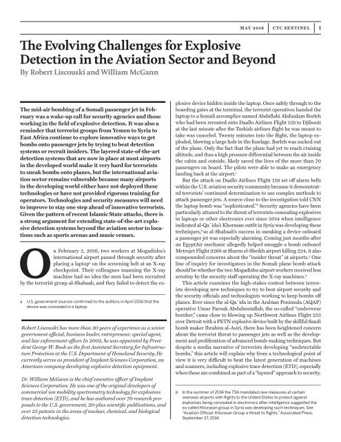 The Challenges of Explosive Detection