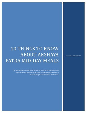 10 Things to Know About Akshaya Patra Mid-day Meals